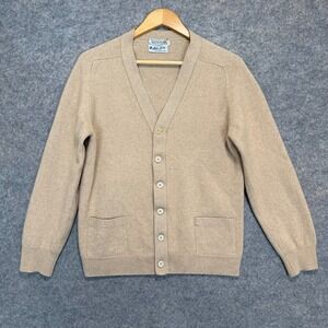 Vintage Lyle & Scott 100% Cashmere Cardigan Sweater Mens 40 Flawless 50s 60s